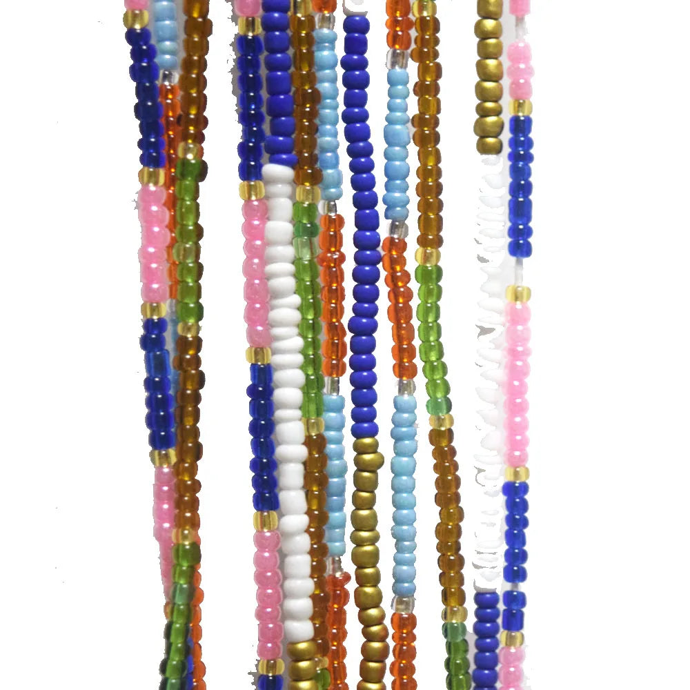 Custom Color Available Bulk of 50 Inches Handmade Crystal rainbow Tie on Cotton Thread Waist Beads for Women Belly Chain