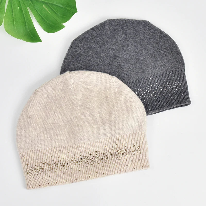 Wholesale Premium Quality Wool Rib Knit Winter Woolen Skull Beanie Hat for Women Ski Cap With Custom Logo Private Label
