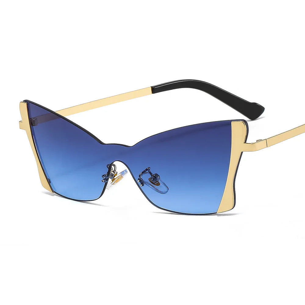 New Rimless Sunglasses Diamond Cut One-Piece Lens Personality Sunglasses Trend Butterfly Designer Women Sunglasses