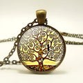 Wholesale Vintage Glass Dome Cabochon Necklace Colorful Tree of Life Pendant on Link Chain for Women and Men Jewelry