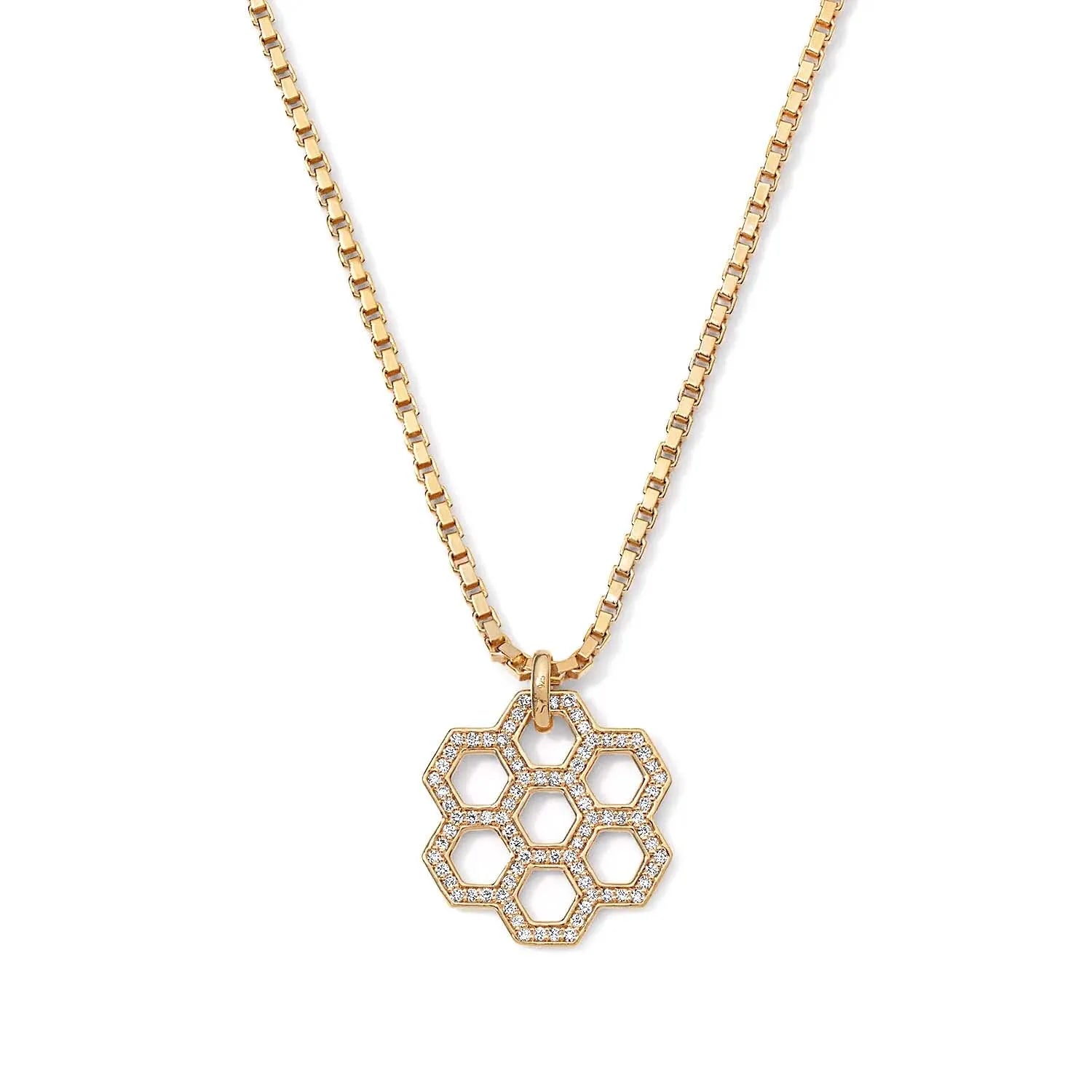 For Trendy Charming Jewelry for Girls 18k Gold Plated 925 Silver Zircon Honeycomb Pendant Necklace for Wedding & Party