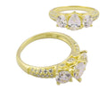 Fashion Jewelry 925 Sterling Silver Ring Set Drop Pear Diamond Heart Wedding Rings Women