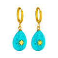 2023 New Fashion Tarnish Free 18k Pvd Gold Plated Stainless Steel Turquoise Waterdrop Drop Earrings Women Jewelry