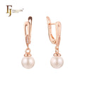 FJ Fallon Fashion Jewelry Pearl Earrings Plated in Rose Gold Brass Based
