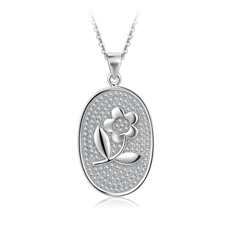 Micro Pave Flower Pendant Necklace Custom Jewelry 925 Silver Pendant Fashion Jewelry Pendants