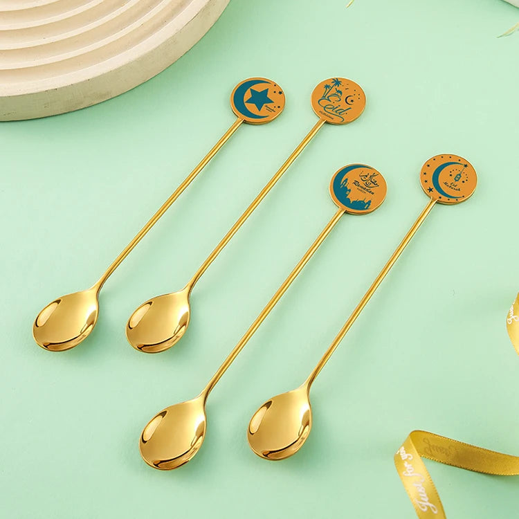 Creative Gold Stainless Steel 304/18/08 High Cutlery Set Includes Mirror Tea Spoon Popular Holidays Gold Gold Flatware