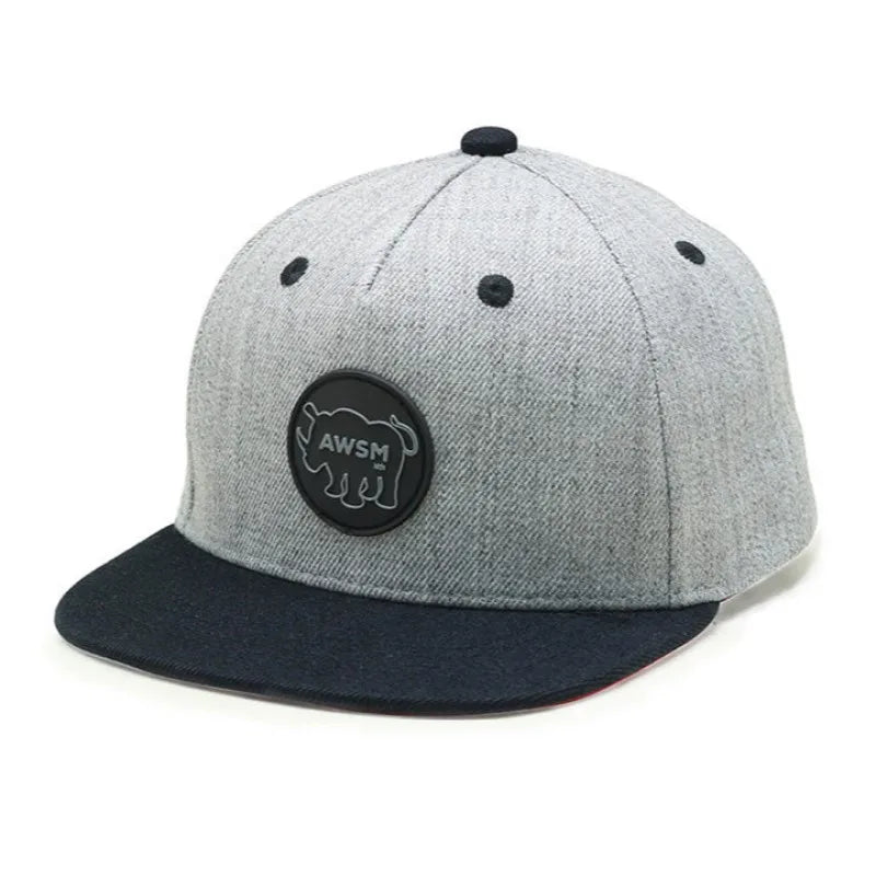Custom Unisex Outdoor Cotton PVC Bows Patch Logo 5 Panel Flat Brim Snapback Cap