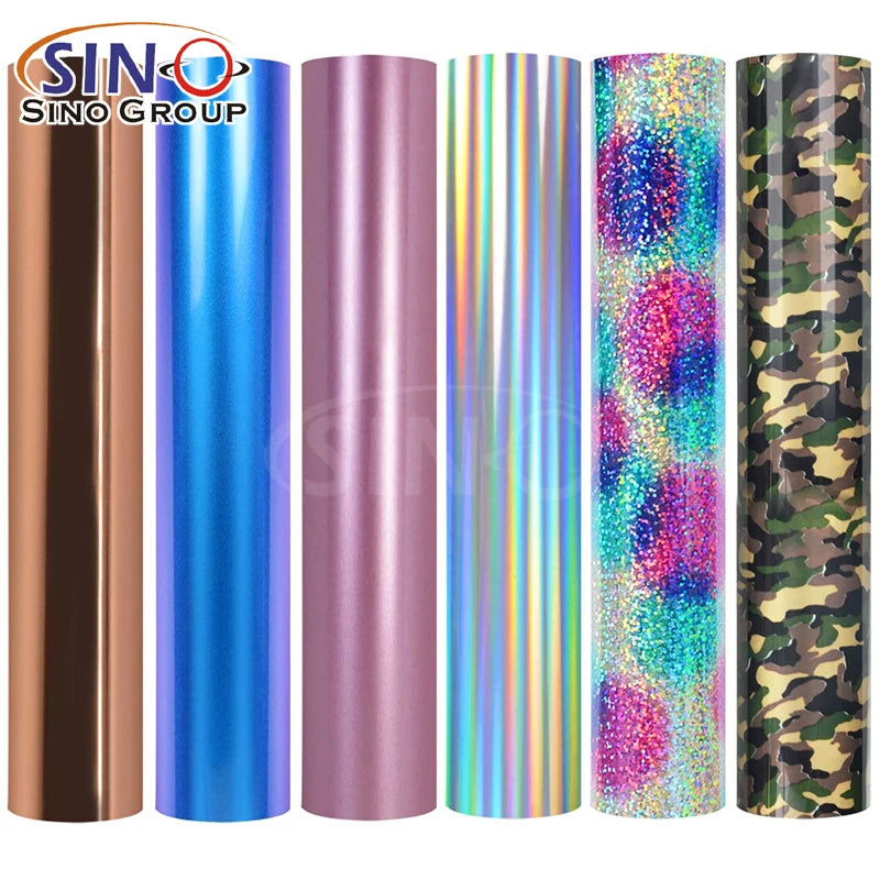 Cut Glitter Rainbow Hologram Reflective Vinilo Textil Heat Transfer Vinyl Iron on Vinyl Pu Golden Film High Density Htv Flex MegaBDM