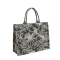 Hot Selling Unisex Designer Jacquard Bucket Handbag Large Capacity Cotton Canvas Tote Bag Open Closure Polyester Lining