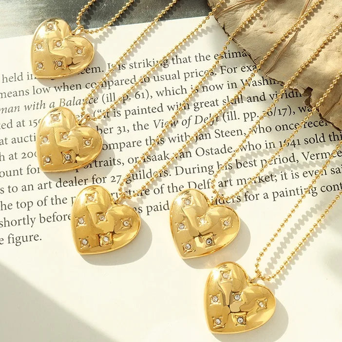 Dropshipping Dainty Zircon Gold Filled Pendant 18k Gold Plated Heart Pendant Stainless Steel Necklace Women