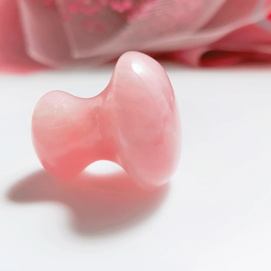 Huiying Natural gemstone facial rose quartz gua sha tool mushroom shape