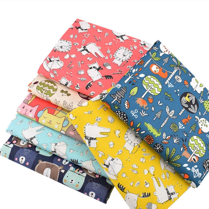 Bulk Wholesale 7pcs Eco-Friendly Durable Woven Cotton Soft High Quality Craft Fabric Bundles Cute Animal Prints Fabric Squares