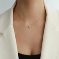 French Style Simple Micro CZ Pave Diamond Pendant Stainless Steel Wholesale Chain Chokers Necklace for Women