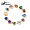 EManco Stainless Steel Charm Rhinestone Necklace Pendant Fashion 12 Colors Birthstone for Jewelry Making Women DIY Accessories