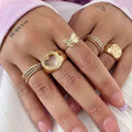 High End 18K PVD Gold Plated Beautiful Butterfly Adjustable Ring for Women Resize Stainless Steel Rings
