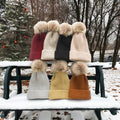 Fashion Style Women's Autumn Winter Cycling Warm All-match Big Fur Ball Cap Moon Beanie Cashmere Casual Hat