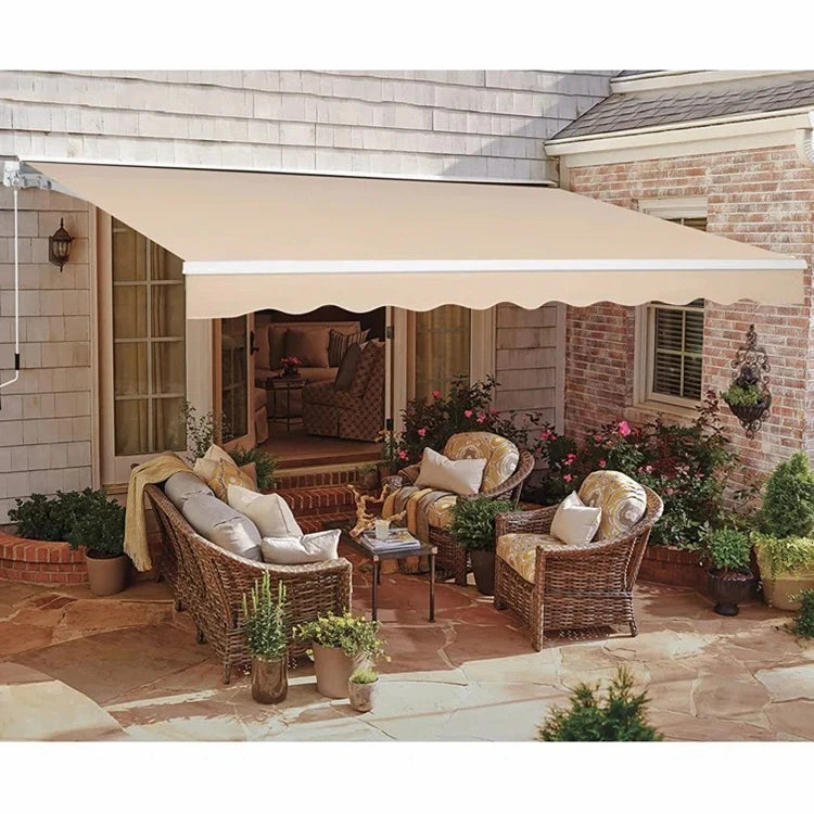 Wholesale Aluminum Alloy Motorized Retractable Roof Awnings Foldable Full Cassette Balcony Awning Outdoor Use Coated Sail