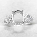 Semi Mount 8*10mm Sterling Silver Ring Frame Empty Blank Support Setting S925 Base Holder Without Center Stone for DIY Inlay