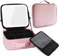 2023 New Style Waterproof Travel Makeup Bag case with Led Light Mirror Hand Held Makeup Organizer Bag Travel