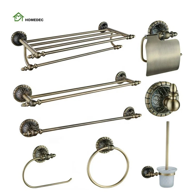 European Design Style Decorative Brass Wall Mounted Antique Bathroom Accessories Sets