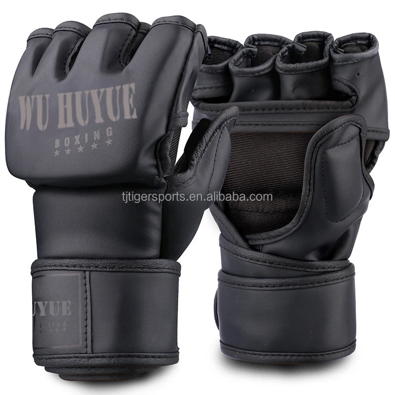 2023 New MMA Training Gloves with for Closure Half Finger Design Custom Logo PU Material for Competition