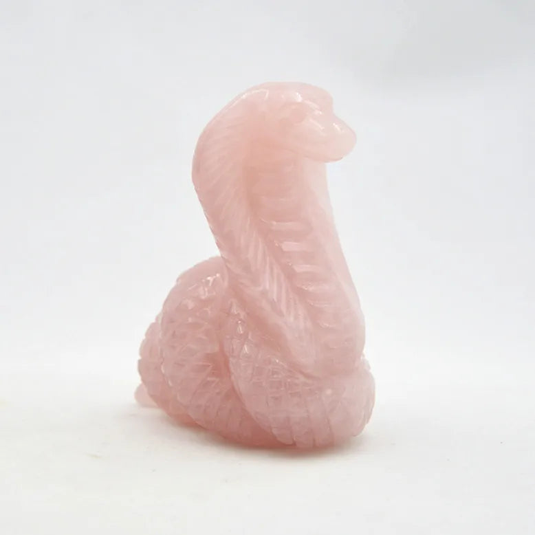 HZ Wholesale Natural Life Size Crystal Rose Quartz Snake Cobra Hand Carved Customized Fluorite Large Crystal Animal
