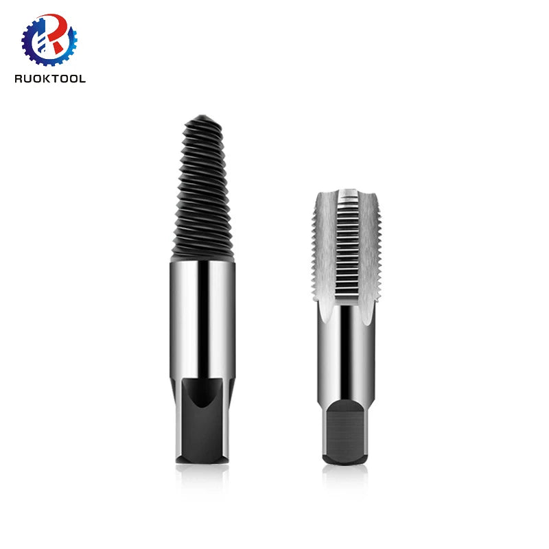 RUOKTOOL 4" 6" 2Pcs Broken Head Water Pipe Broken Wire Extractor Water Pipe Thread Repair Tap Screw Extractor Set