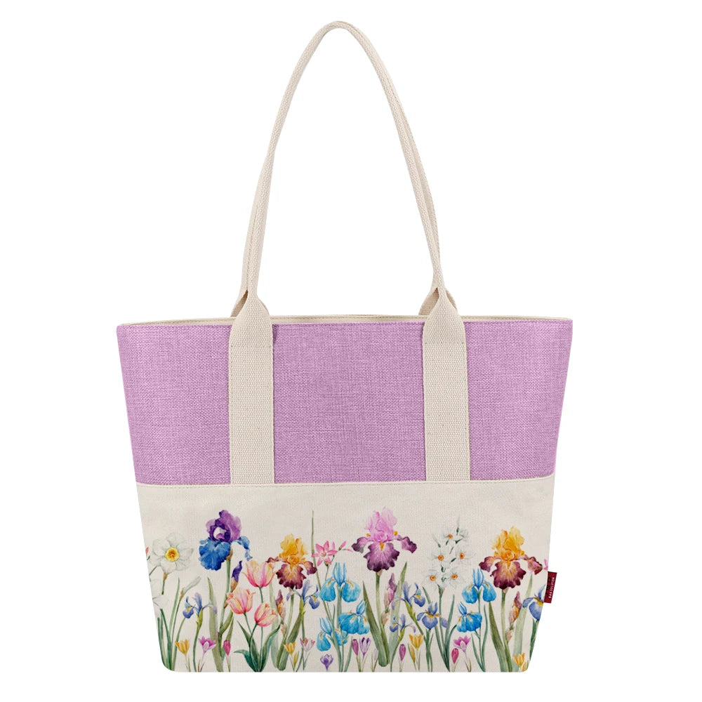 Natural Style Printing Custom Canvas Tote Summer Beach Bag Eco Friendly Grocery Shop Carry Bag