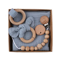 New Arrival Eco-friendly Breathable Baby Pacifier Chain Bow Knot Bracelet Wooden Ring Handkerchief-CPC Certified Newborn Gift