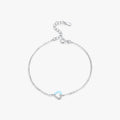 925 Sterling Silver Trendy Minimalism Fine Jewelry for Women Simple Blue Pink Enamel Hearts Link Chain Bracelets