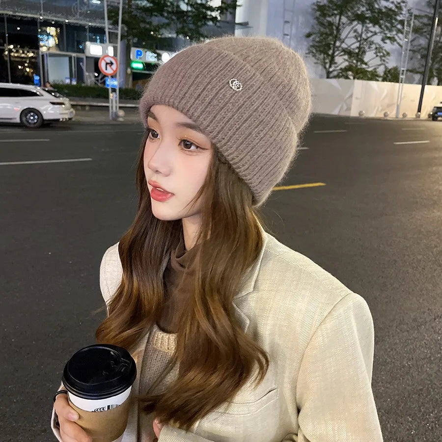 2026 New Angora Winter Hat for Womens Rabbit Fur Fluffy Knitted Beanies Hat Bonnet Female Soft Warm SKI Skullies Beanies