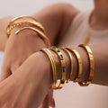 Trendy Zircon New Designer Fashion 18k Gold PVD Plated 316L Stainless Steel Snake Cuff Bangle Bracelets for Woman