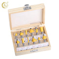 Red Yellow 15Pcs Router Bit Set Trimming Straight 6mm Router Bits Kit CNC 12Pcs Router Bit Set Woodworking
