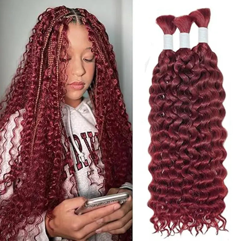 #99J Brazilian Deep Wave Human Hair Bundle Machine Double Weft Weaving Remy Hair Extensions Braiding Darker Color Only 50g/Pack