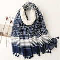 Spring Fashion Blue Cotton Scarf Women Geometry Big Scarf Scarf square Headscarf