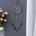 Handcrafted Green Aventurine Agate Wall Art Natural Healing Crystal Dreamcatcher for Bohemian Bedrooms & Meditation Spaces