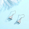 Wholesale 925 Sterling Silver Rhodium Plated Paper Plane Moonstone Star Hook Earrings