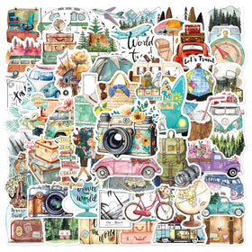 Waterproof Removable Vinyl Stickers 50pcs - Cute Doodle Decals for Laptop Water Bottle Suitcase & Guitar DIY Decor