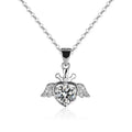 OLAN Fashion Luxury Jewelry 1Ct Round Cut VVS1 Moissanite Wing Heart Pendant 925 Sterling Silver Necklaces for Women