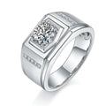 High Quality S925 Sterling Silver Real Gold  Plated With Moissanite Engagement Men Ring White Mens Moissanite Ring