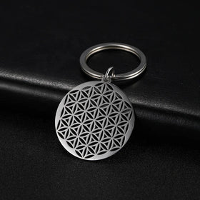 Hollow Flower Keychain Stainless Steel Pendant Key Chain for Women Men