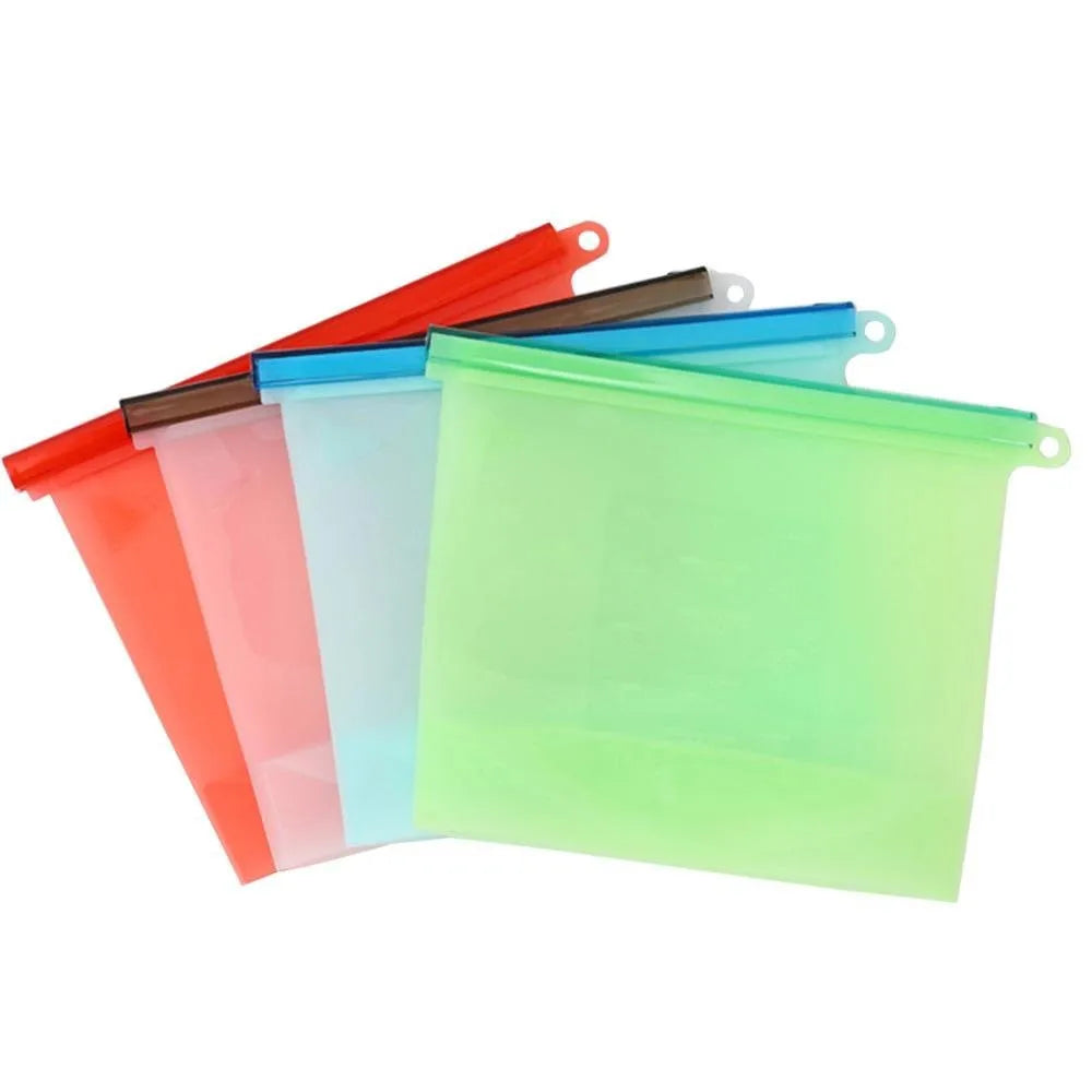 4-piece Silicone Food Bag sealed Silicone Storage Container Reusable Snack Packaging Bag
