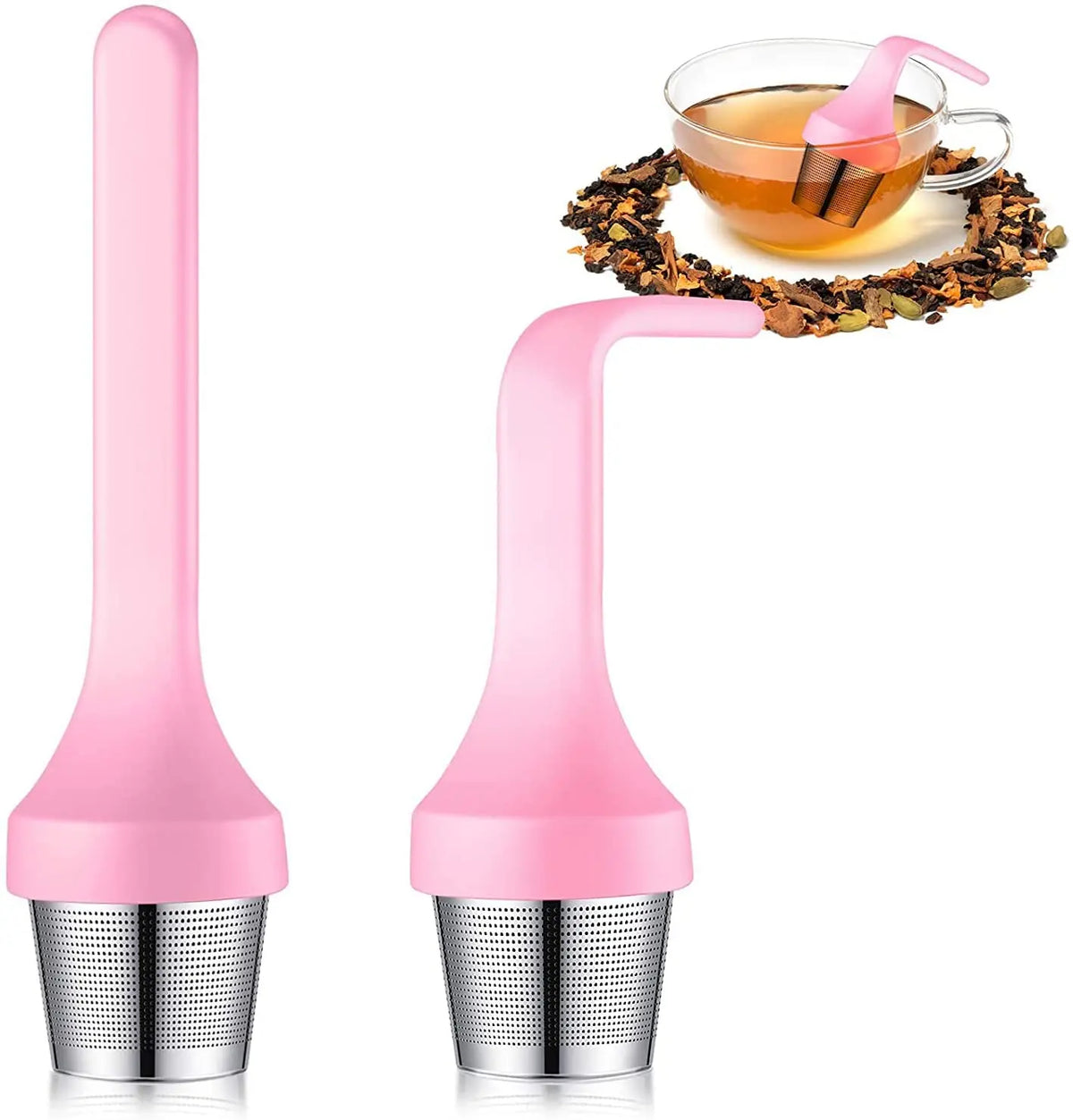 Colorful Silicone Tea Infuser Set with Metal Mesh Base Portable Loose Leaf Tea Filter Lid for Mug for Kitchen Use Wholesale