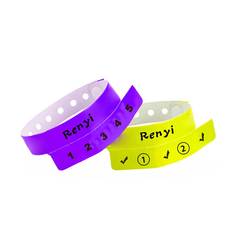 Three Five Tabs Disposable Adjustable Vinyl Wristband