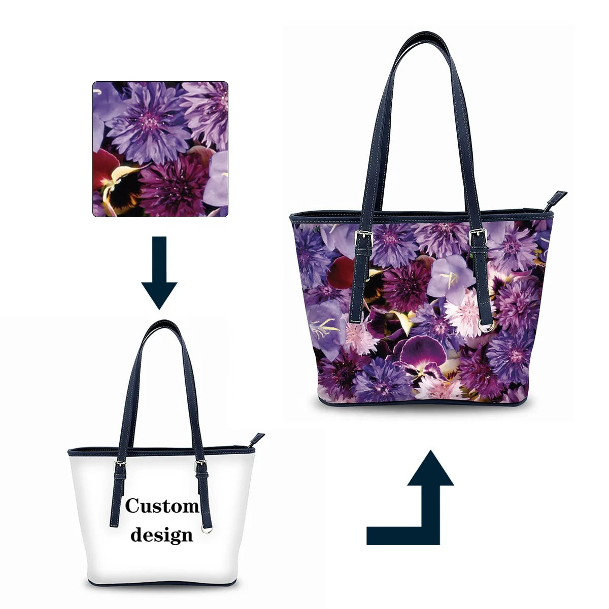 Flexible Foldable Designer Customized Handbag Tote Bags with Personalized Logo for Travel