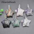 Wholesale Jewelry Making Silver Plated Natural Stone Tiger Eye Rose Quartz Amethyst Crystal Wire Wrapped Star Gemstone Pendant