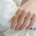 Wholesale Hot Sale Personality Plated 18k Gold Angel Rings Women Fashion Jewelry Stainless Steel Rings