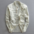 2025 New Trend Linen Cotton Men's Long Sleeve Shirt Casual Retro Muslin Style Linen Luxury Quality Shirt