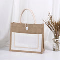 Hot Selling Recyclable Custom Logo Printed Grocery Shopping Burlap Jute Bag Tote Bag with Handle MegaBDM