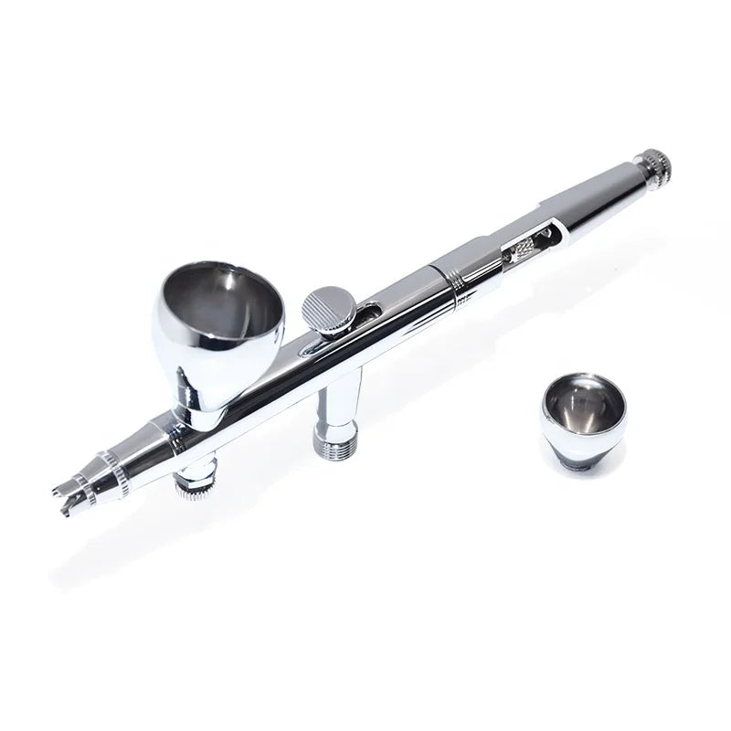 Dual-Action Silver Nail Art Airbrush Gun Copper Paint for Makeup Nail Polish & Cake Decor with Piston & Compressor Control